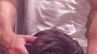 My roommate comes from the bar and fucks me over drinks