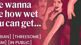 First time lesbian threesome in a sex party. BDSM Fetish. Good girl "Do what I say". Femdom