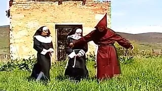 Two nuns love to fuck in threesome outdoor