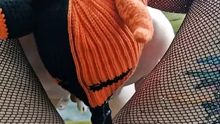 Deepthroat training for my masked man. Suck my strapon deeper