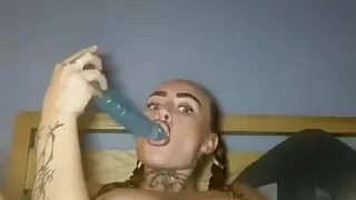 Tattooed Goth Slut Fingers Herself RAW
