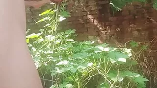 Washing my little penis outdoors