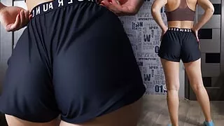 Pawg MILF Teasing Her Ass In Sports Under Armor Shorts