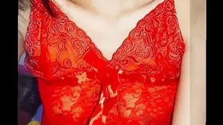 Widow in red shirt sange asks to be boosted