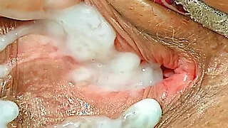 Huge load of sperm dripping down my wide open pussy, black cock busting nut  close up, best and most viewed jerking off porn