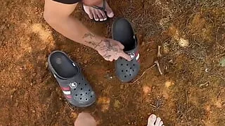 Two Sexy Athletic Guys Have Oral Sex in a Park Public Place