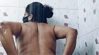 Wife getting bath