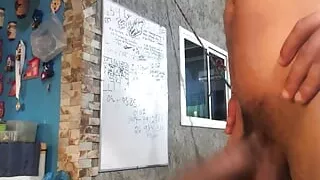 tender young man masturbates his big cock in the living room of my house - Jovenpoder