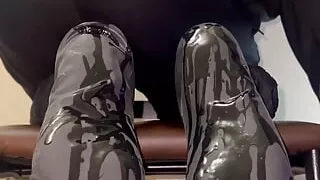 Oiled Black Latex Toe socks