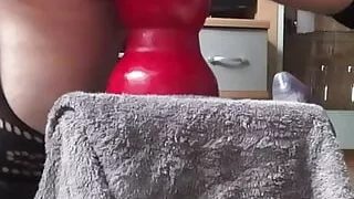 mini skirt crossdresser with high heels get anal pussy destroyed by huge toys