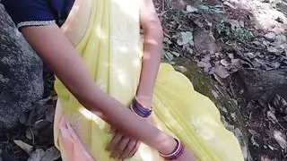A girl talking dirty words for fucking with her stranger in jungle, A desi aunty dirty talking about sex in jungle with her love