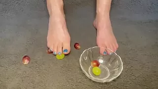 Toe play with grapes