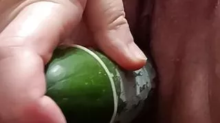 Masturbation alone with a cucumber