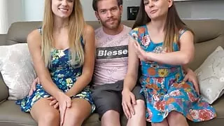 Earth and Fire strip game ends in a wild threesome with two sexy girls