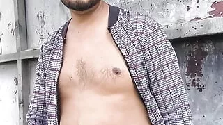 Outdoor cum man big thick penis comes squirting in open field