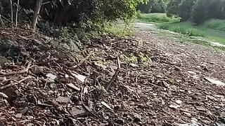 Nude walks in the park peeing and masturbating