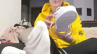 kneel on the edge of the couch, smell my sweaty feet