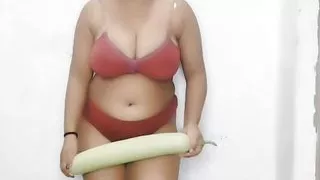 Desi Girl adventure sex with bottle guard