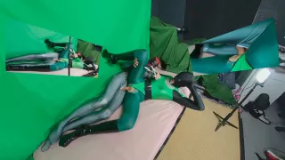 Nora Fox Full Green Leotard and Nylon - NylonXtreme