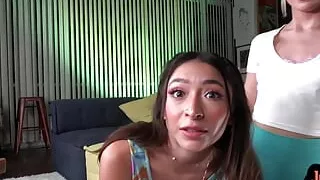 POV petite amateur gals 3some fucked in their lil pussies