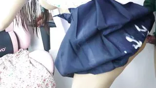 Thai student comes to at home with a broken skirt