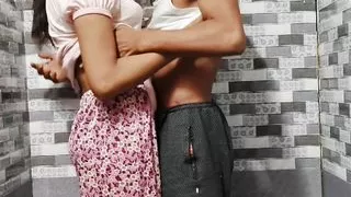 Bhabi fucking in bathroom, doggy style hard fuck.