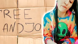 Brunette Hippie Jerks Me Off for Free in a Tent