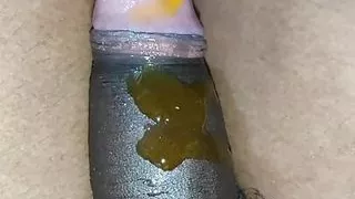 Asian Big uncut cock masturbating