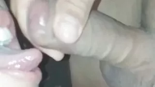 Housewife Sucking Husbands Friend Making Deepthroat Untill Cum on Her Mouth