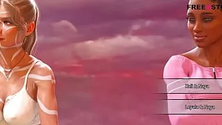 The Seven Realms - 2 Times Threesome Sex. Leyala and Kali Rides Atlas Dick in Cowgirl Position