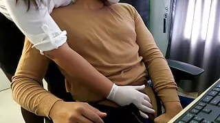 Part 3, the sexy secretary gives her boss a relax time (custom video)