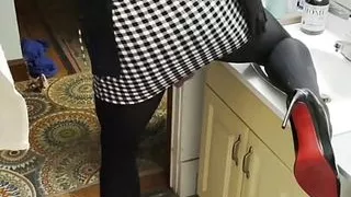 Dee Angels  -  Little Black & White Dress Cums Off 4  W  Dee Angels