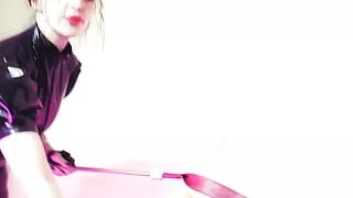 Femdom BDSM Sexy Mistress Eva Latex Rubber Big Dildo Fetish Heels Solo Goddess Sexy MILF