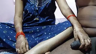 Bhabhi was sitting on the bed and using her mobile phone, when her brother-in-law came, took off her maxi and fucked her on the