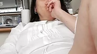 Stepmom seduces by playing with her pussy in front of stepson