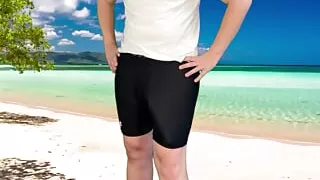 Risky masturbation on the beach