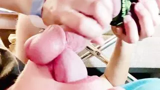 Athena drains massive multiple loads from under table