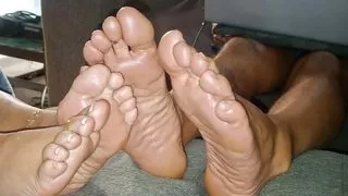 We both relax and show off our soles for you