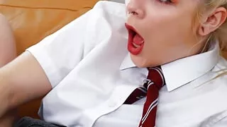 18 Year Old Ellie Fucks Herself In Her Uniform