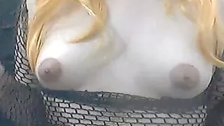 Chubby Teen Trans girl plays with her puffy nipples and Sits on a dildo for the first time