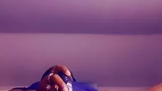 Ebony milf fucking her tight pussy