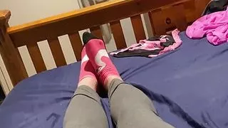 Playing in cute leggings