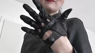 Sniffing Leather Gloves, Hand Over Mouth Lady Victoria Valente Instructions for Masturbating