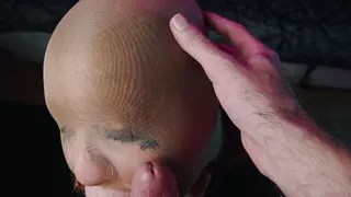 Silly slut sucks dick and gets slapped while wearing pantyhose as a hood