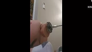 Huge 3inch wide dildo on my fucking machine