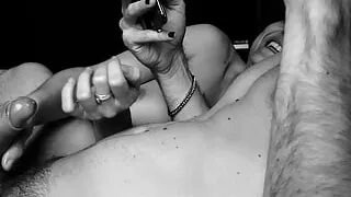 My girlfriend jerks me off while we watch a fleshlight video - DIRTY TALK