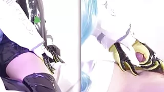 Face sitting with Leggings, Hatsune Miku Race queen cosplayer, hentai japanese shemale cosplay 8