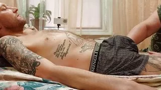 Stepmom watches stepson cum after blowjob