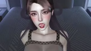 3D Horny Sexy Asian Whore Teasing the Big Cock to Fuck Her Pussy