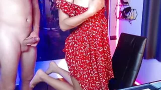 girl in dress gets fucked in pussy